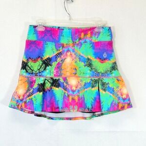 Dona Jo JoJo Tennis Skirt Skort Sz 2 13x15 Bright Colors Abstract Tennis Skirt